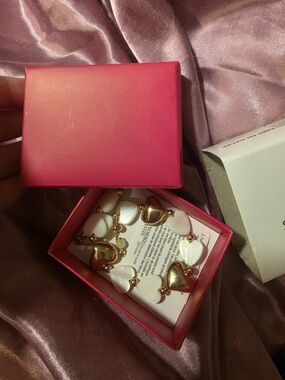 Heart Link Bracelet - Gold & White